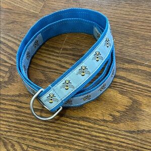 LLBean Blue Canvas Belt with Bee Pattern size M/L